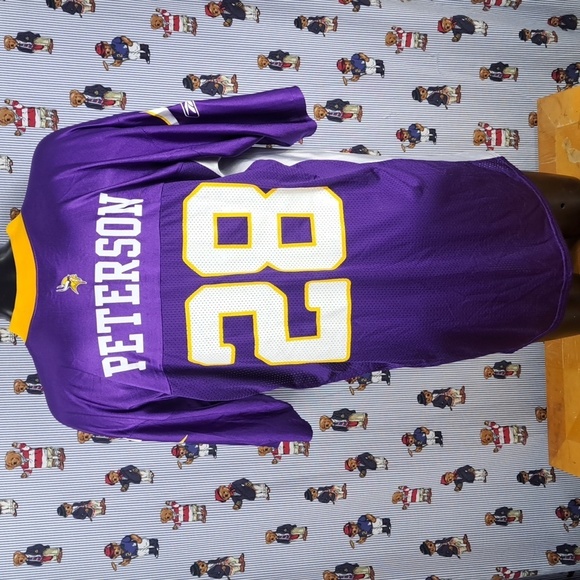 Y2K Reebok Minesota Vinkings Adrian Peterson #28 purple & white football jersey - Picture 5 of 8